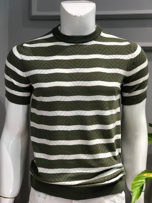 Striped Round Neck T-shirt For Men