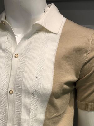 Beige Color Figured Collar Design Men's Shirt