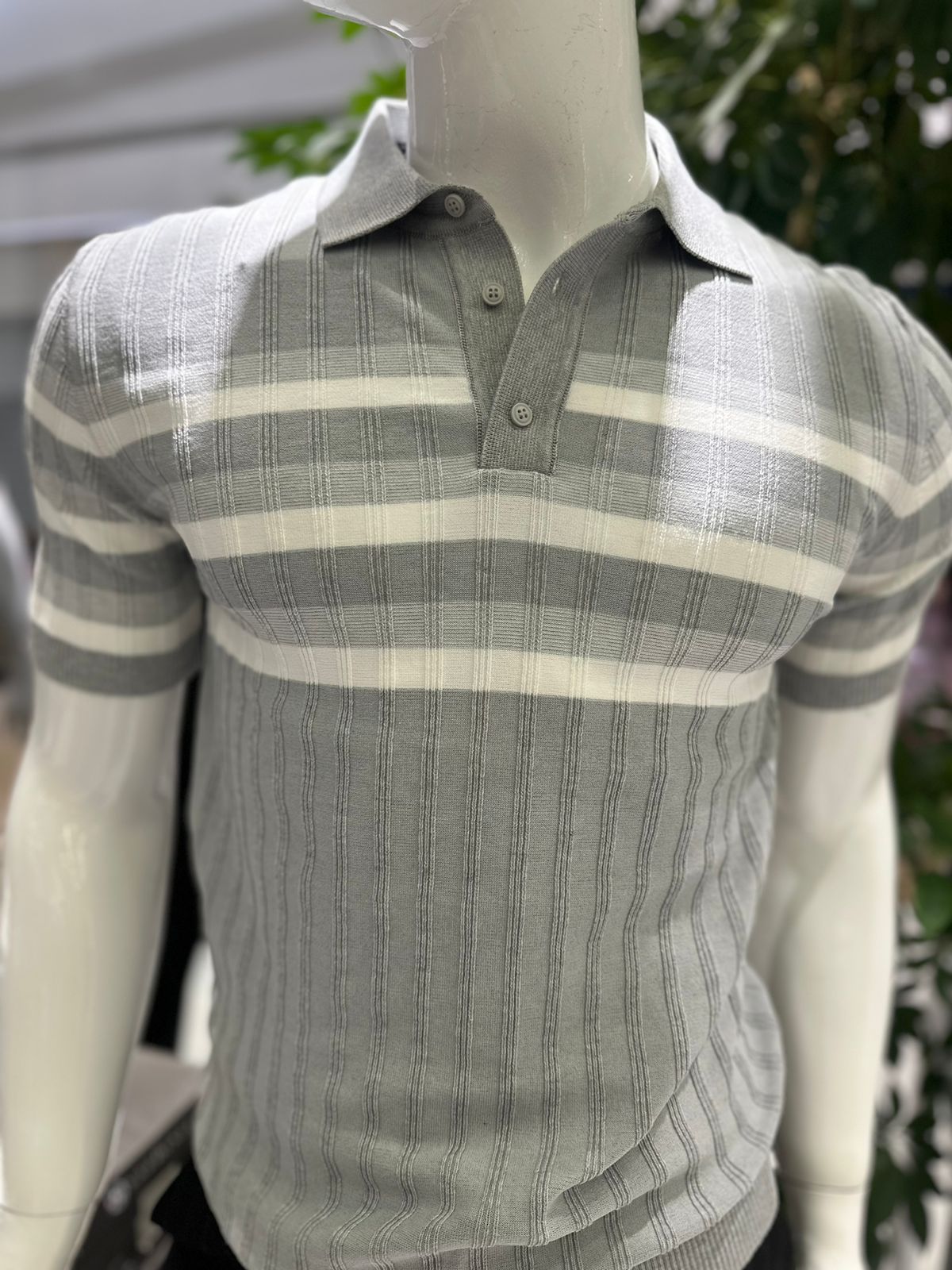 Striped Design Casual Men's Knit T-Shirt