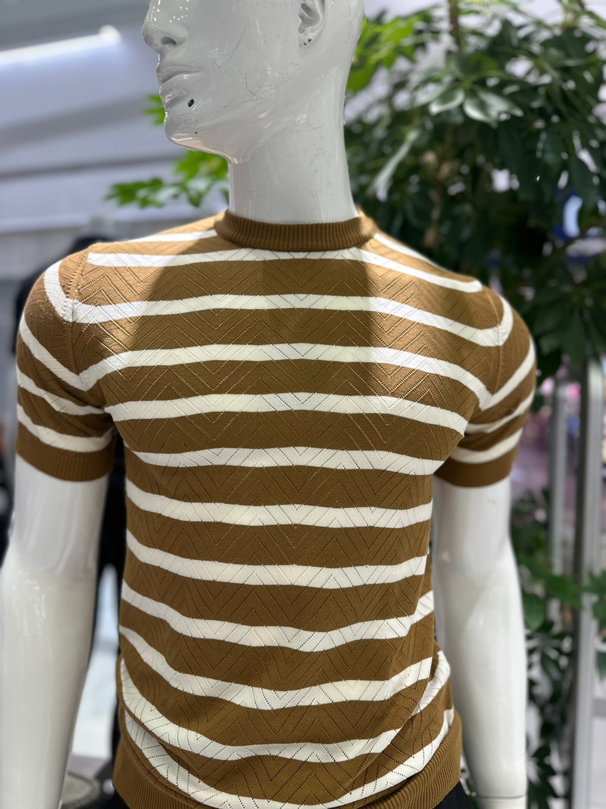 Striped Round Neck T-shirt For Men