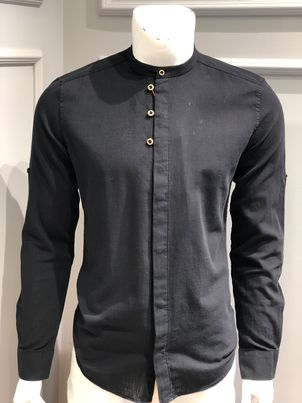 Mandarin Collar Design Casual Men's Linen Shirt