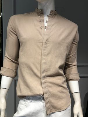 Mandarin Collar Design Casual Men's Linen Shirt