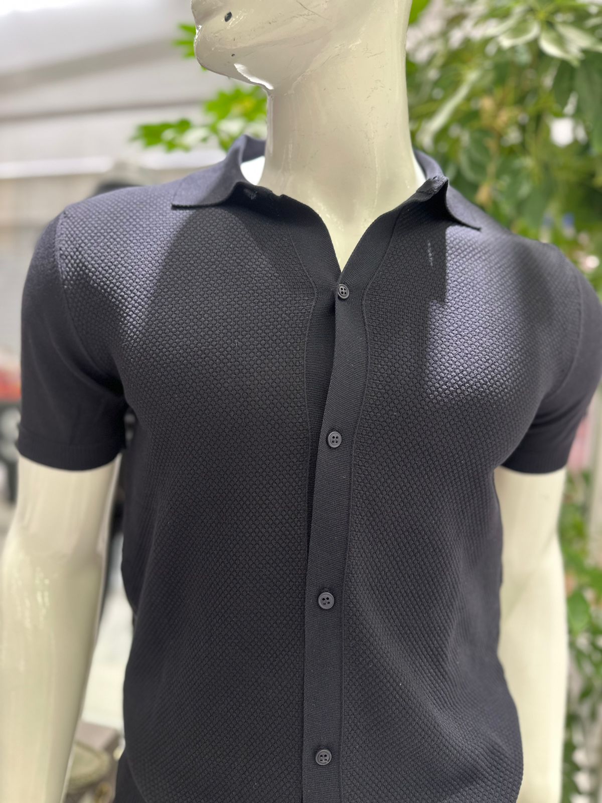 Button Design Casual Men's Knit Shirt