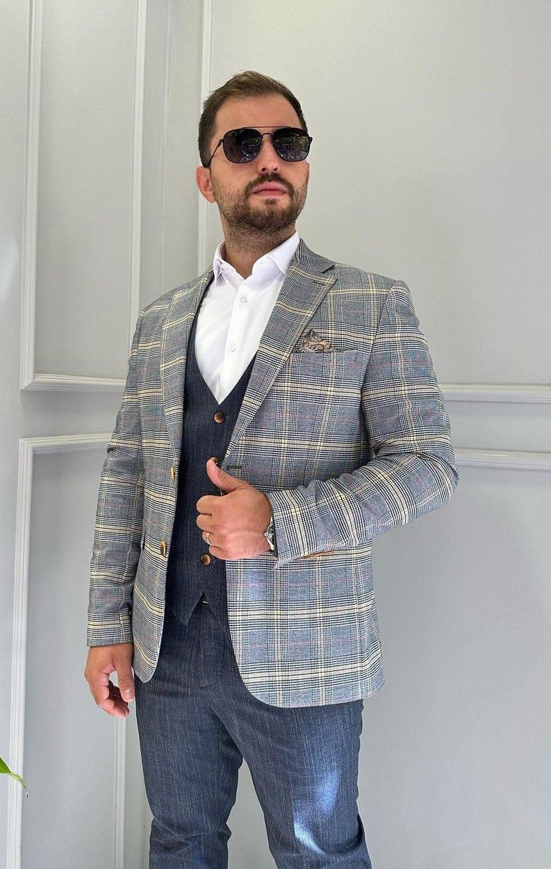 Three Piece Plaid Suit