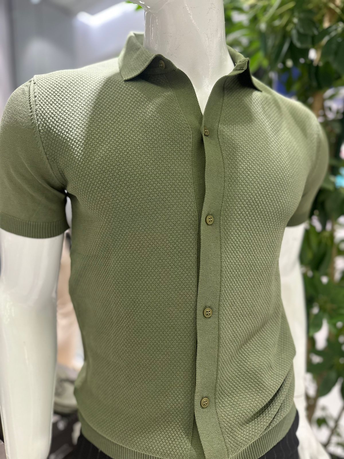 Button Design Casual Men's Knit Shirt